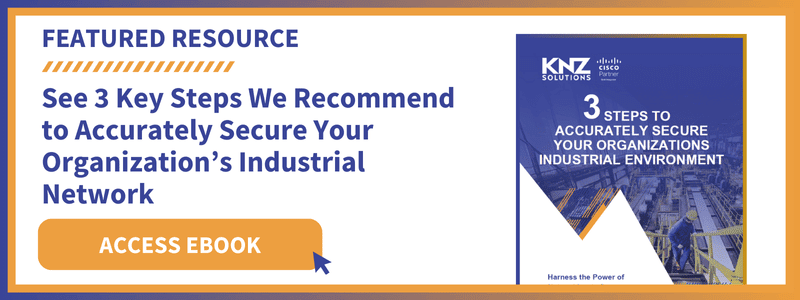 Promotional Banner highlighting free eBook resource that outlines 3 steps for accurately securing your industrial network